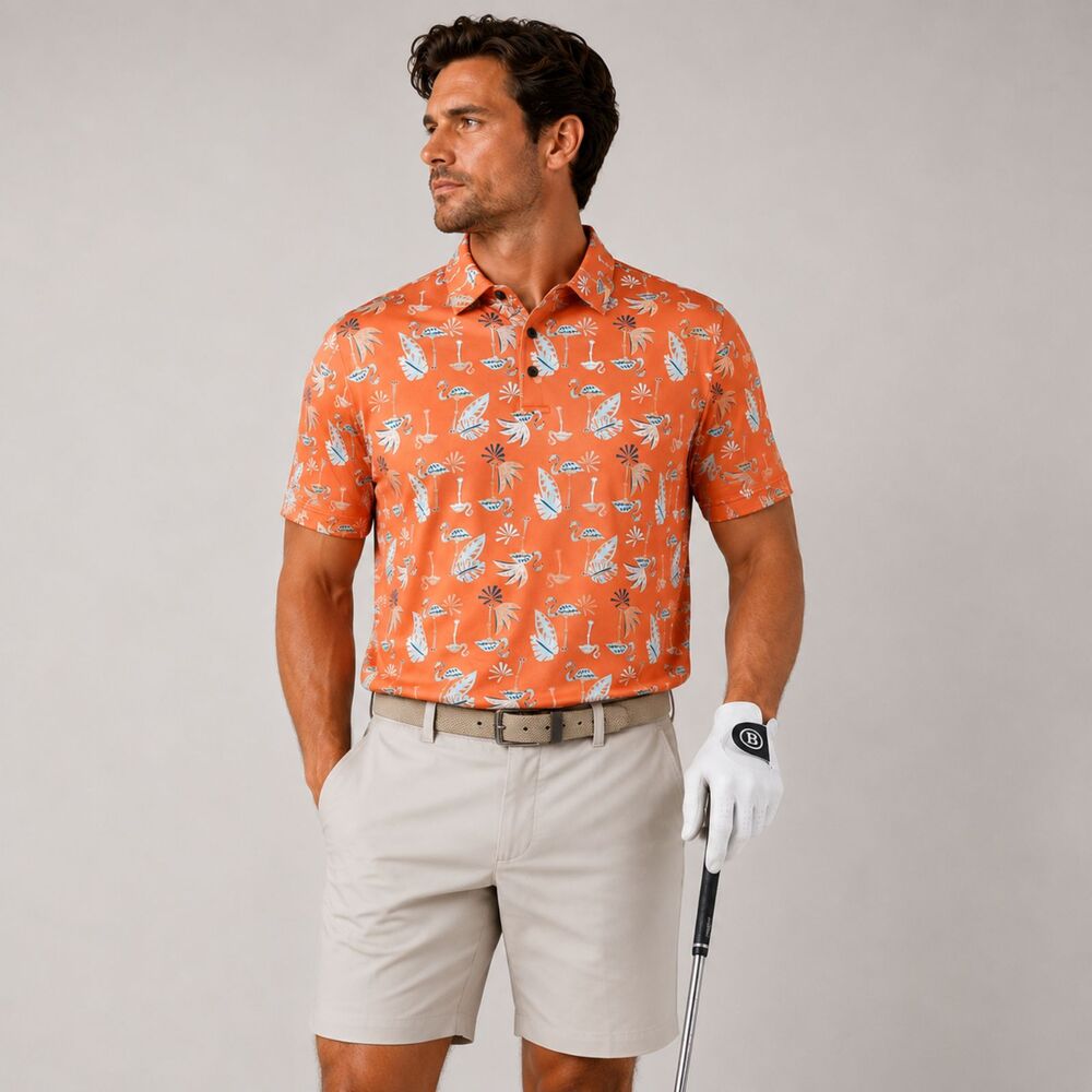 Nicklaus Golf Flamingo Tropical Print Polo Large - Picture 4 of 9